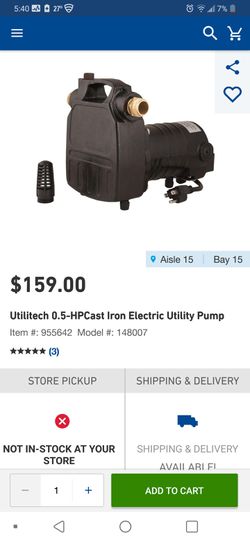 Utilitech 1/2HP utility pump like new