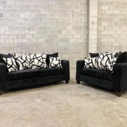 New Black Sofa Set 2pc - Delivery Available 