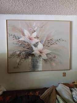 Lee Reynolds Large Framed Still Life Floral Oil Painting