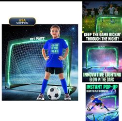 NET PLAYZ Light Up Glow in The Dark Pop-up Soccer Goals