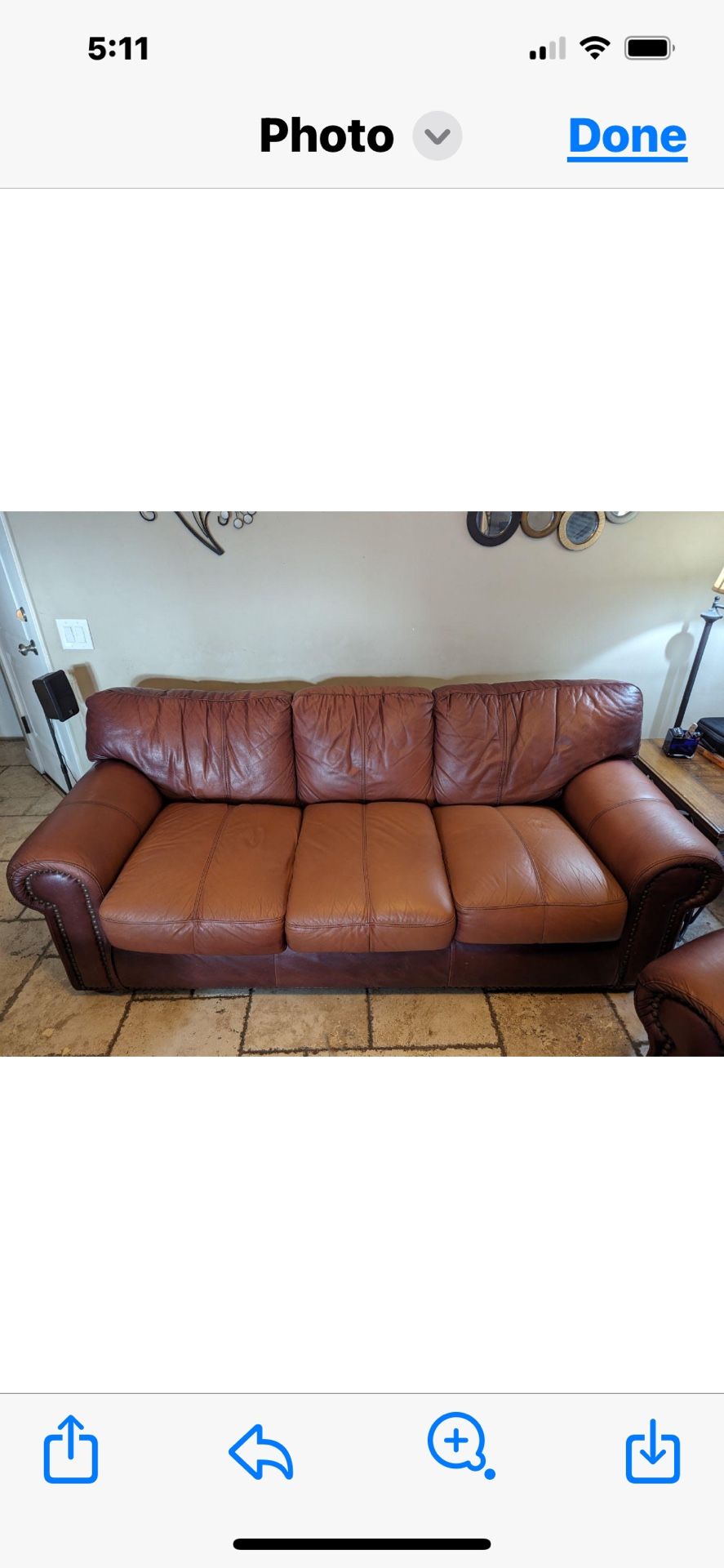 Brown  Couch, Chair And Ottoman