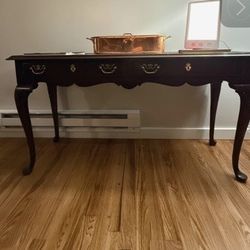 Drexel Cherry Wood Queen Anne Console Table - Vintage 1970s