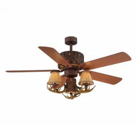 Lodge 52 in. LED Nutmeg Ceiling Fan with Light