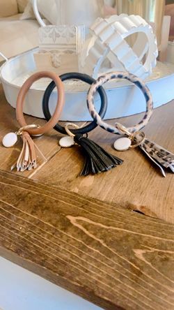 Leather And Gold Keychain Wristlets