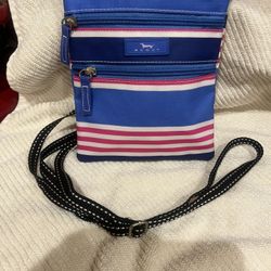 Scout Crossbody Bag Purse Like New Blue Pink Stripe