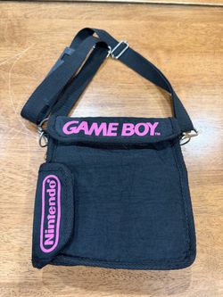 Vintage 90s Nintendo Gameboy Carrying Case Travel Bag Black Strap Purple Retro
