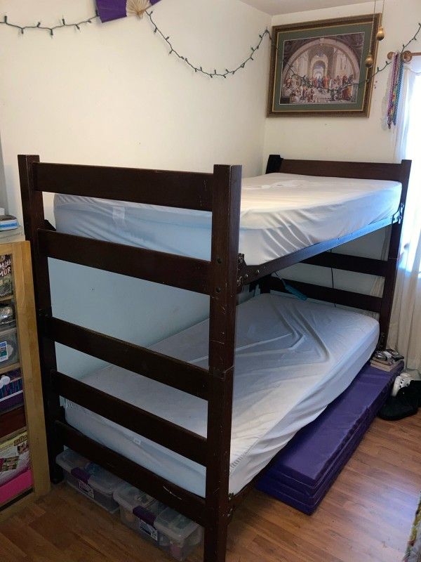 Dorm Style Bunk Beds With Two Twin XL Mattresses