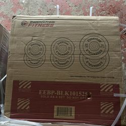 Rubber Weight Plates Set For Barbell Home Gym Black 10Lb 15lb 25Lb 100Lb Total 