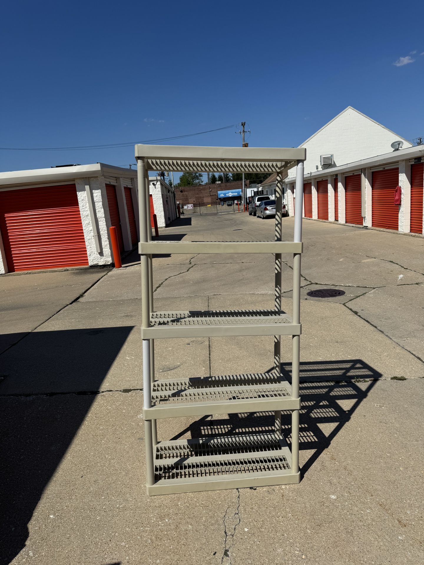 5-tier Plastik Storage Shelving In Gray