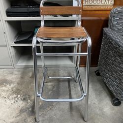 Wood and metal stool