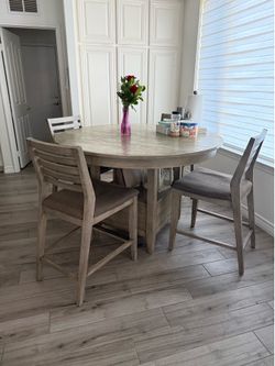 Free 54" Counter-Height Round Dining Table Set w/ Storage & 4 Chairs