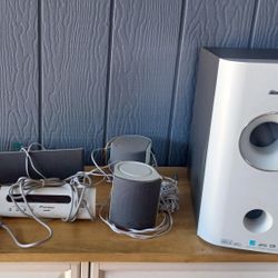 Surround Sound Speaker Complete Set Speakers White Gray 