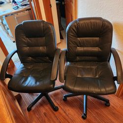 Office Chairs Faux Leather Black Adjustable Rolling 