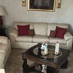 Three Piece White Leather Couch 
