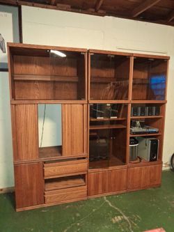 Vintage Oakwood entertainment center