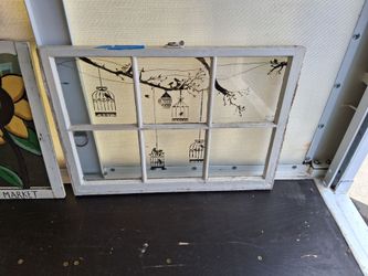 Bird window frame artwork