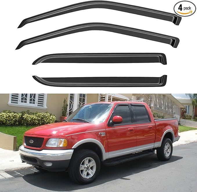 Car Window Visor Set for 2001-2003 Ford F150 SuperCrew, & 2002-2003 Lincoln Blackwood