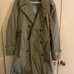 Vintage United States Unbranded Army Military Waterproof Winter Lined  Men's Long Trench Coat 