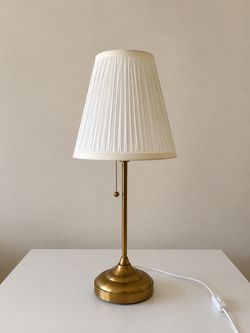 Brass Table Lamp with Pleated Shade
