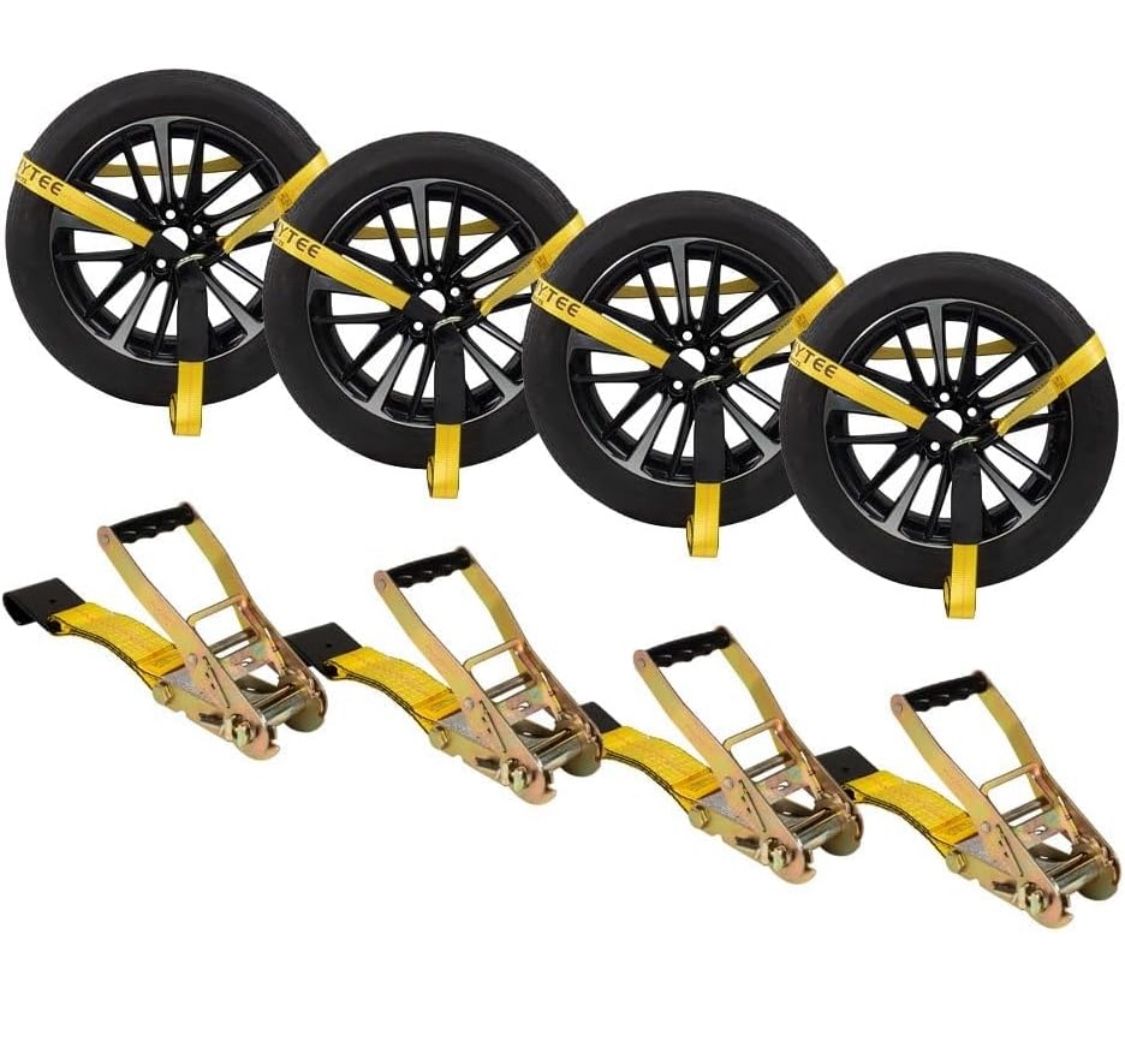Mytee Products (4 Pack) 2" x 120” Straps for Trailer with Flat Hook - 3333 LB