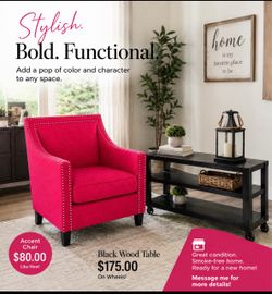 Red Upholstered Accent Chair with Nailhead Trim