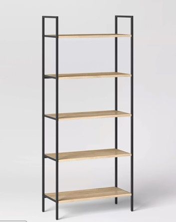 Oak & Metal 5 Shelf Ladder Bookshelves- 72”: $75 ea or $200 set of 3