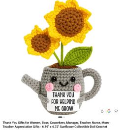 Crochet Sunflower 'Thank You' Gift 6.89in Tall