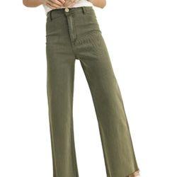 Miou Muse Olive Green High Rise Wide Leg Pants, size S