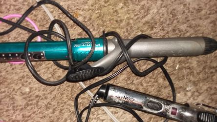 Curling, flat, crimping irons and hair dryer