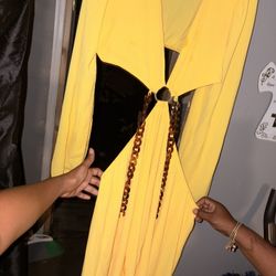 Yellow Dress With Splits Low Cut