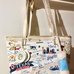 Brand New Designer Women’s Hand Bag - Embroidered “Texas Tote” w/ Large Tassel - Spartina 449