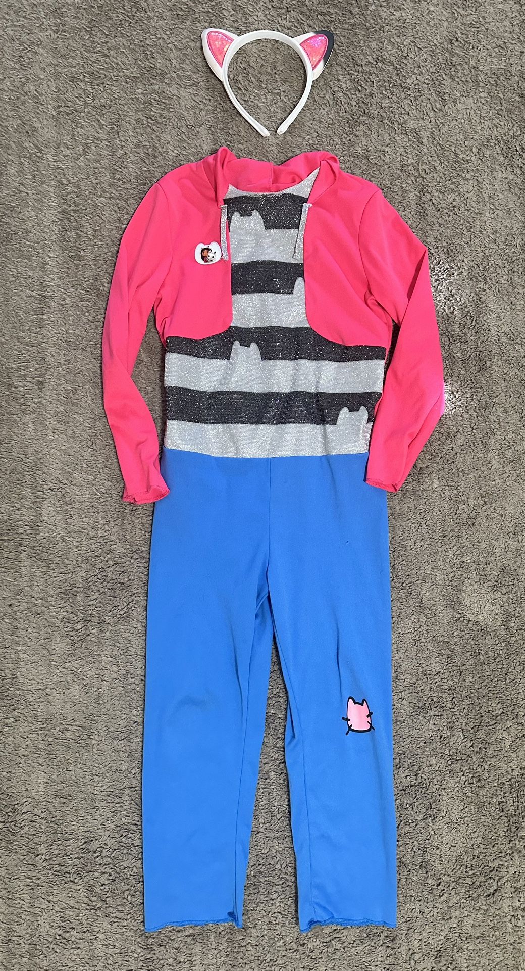 Gabby Cat Dollhouse Costume Jumpsuit With Kitty Ears Headband Size Small 4-6 Years
