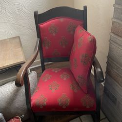 Upholstered Antique Rocking Chair and Pillow
