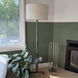 Silver Lamp Stand With Cream Shade 