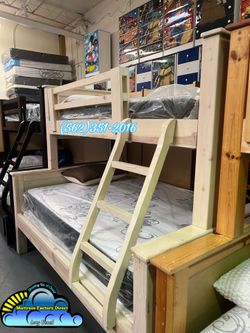 Twin full whitewash bunk bed with mattresses colchones camas nuevas
