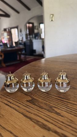 Vintage Crystal Glass Miniature Salt and Pepper Shakers  Set of 4 - NICE!