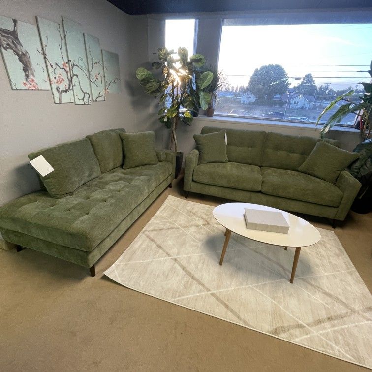 Bixler Olive Sofa and Chaise