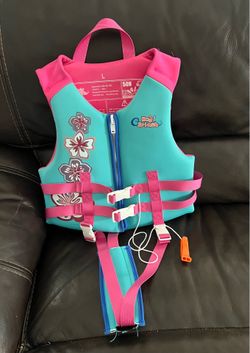 MoKo Kids Swim Vest for Girls, Swimwear for 46-77 Ibs, Size: L, Blue & Pink