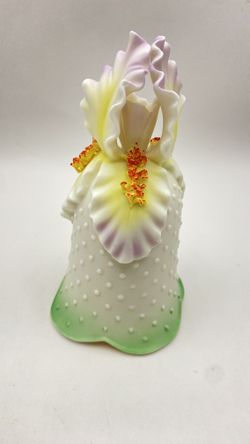 Vintage Beautiful Orchid Porcelain Bell  Slightly over 5” Tall Unbranded 
