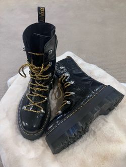 Women's Dr. Martens Ghilana Max Platform Black Patent Leather Size