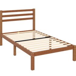 TWIN 14” All WOOD BED FRAME/WOOD SLATS👇CROSSROADS 👇