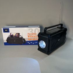 Portable Solar Charging Wireless Bluetooth Speaker, Flashlight