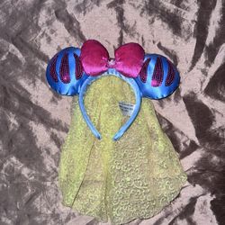 Disney Parks Princess Snow White Plush Minnie Mouse Ears Headband with Veil Disn