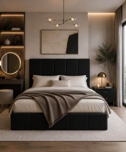 Full bed Dutch Velvet Upholstered Platform Bed Frame/Vertical Channel Tufted Adjustable Headboard/Low Profile Bed Frame/No Box Spring Needed/Easy Asse