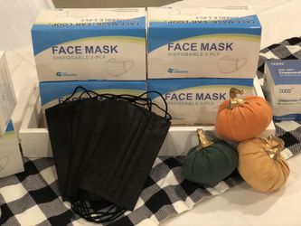 Face masks ( 3 ply adult masks. available in black and blue colors)