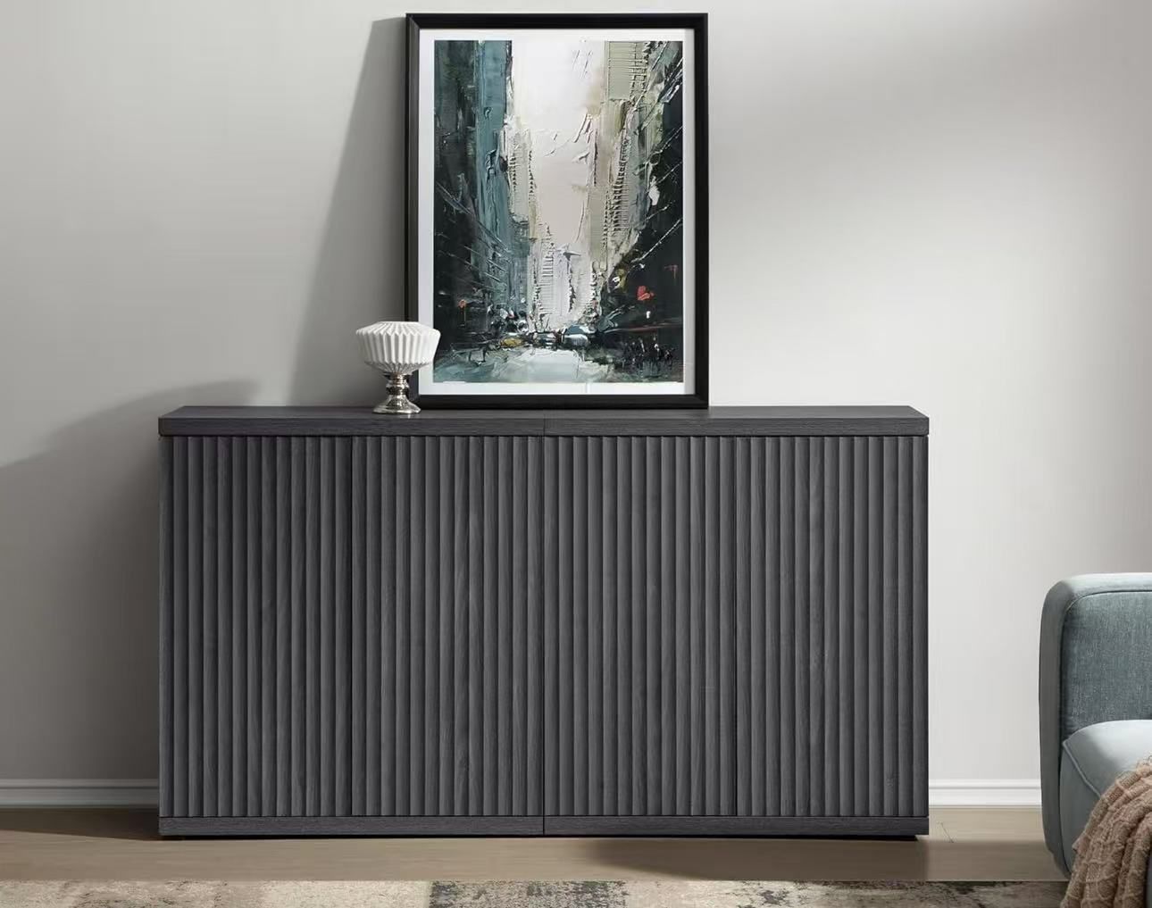 New in box set of 2 Buffet Cabinet with Storage Accent Sideboard Modern Credenza with Doors & Shelves Fluted Media Console Mid Century Coffee Bar Tabl