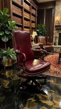 Free Delivery - Hancock & Moore oxblood leather rolling chair