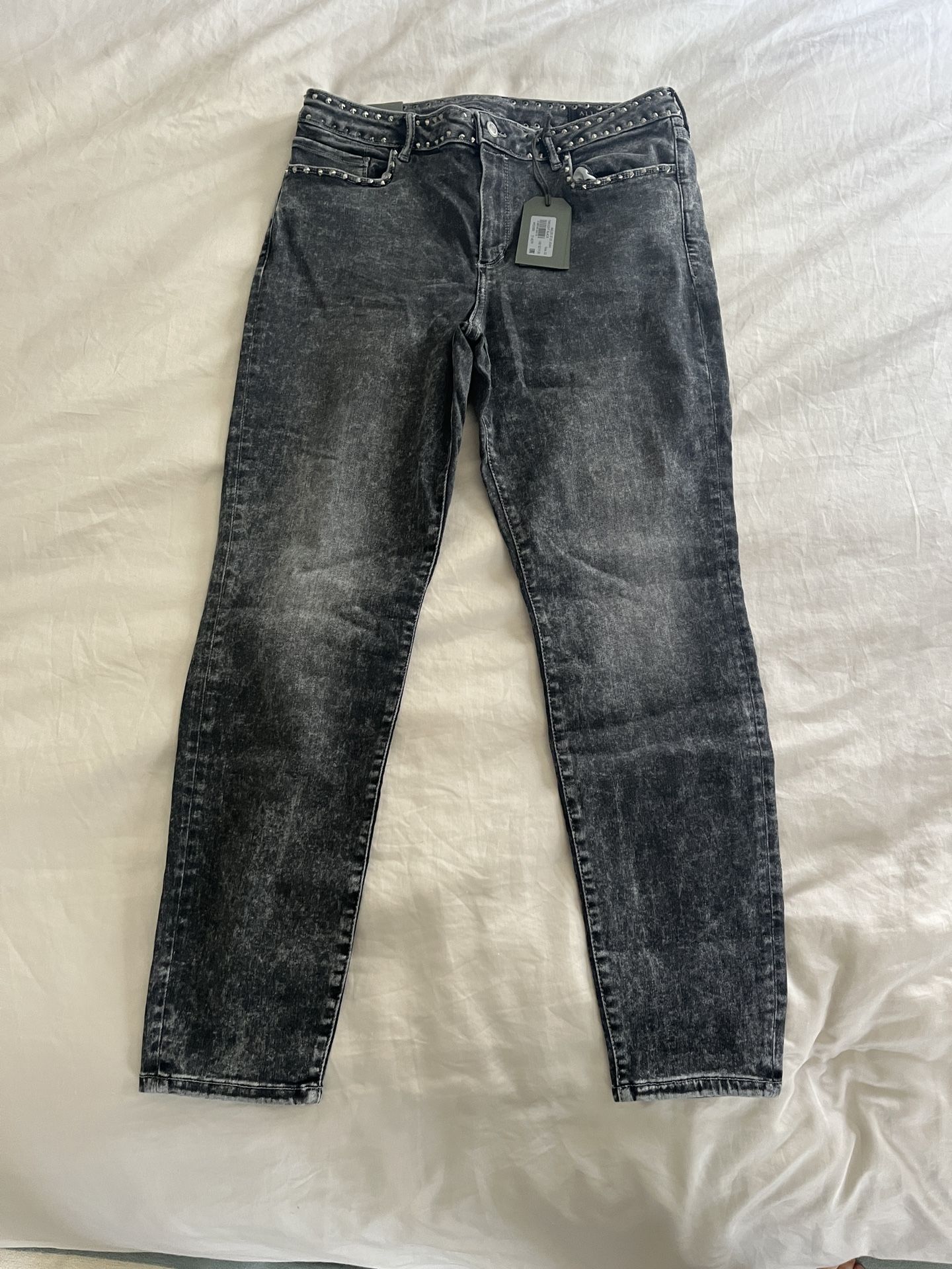 Allsaints Women Miller Mid-Rise Studded Skinny Jeans