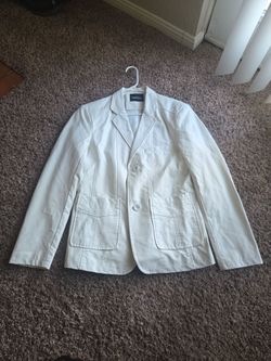 White leather, tux style jacket