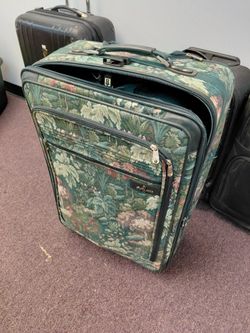 Atlantic Suitcase Tapestry Green Floral Wheeled Rolling Luggage Set Of 2 Vintag